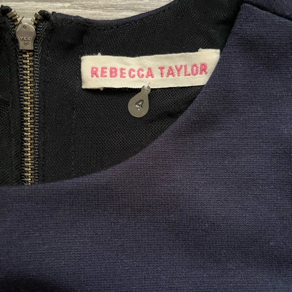 Rebecca Taylor Navy Black Bodycon Career Professional Cap Sleeve Dress Size 4 - Picture 3 of 9